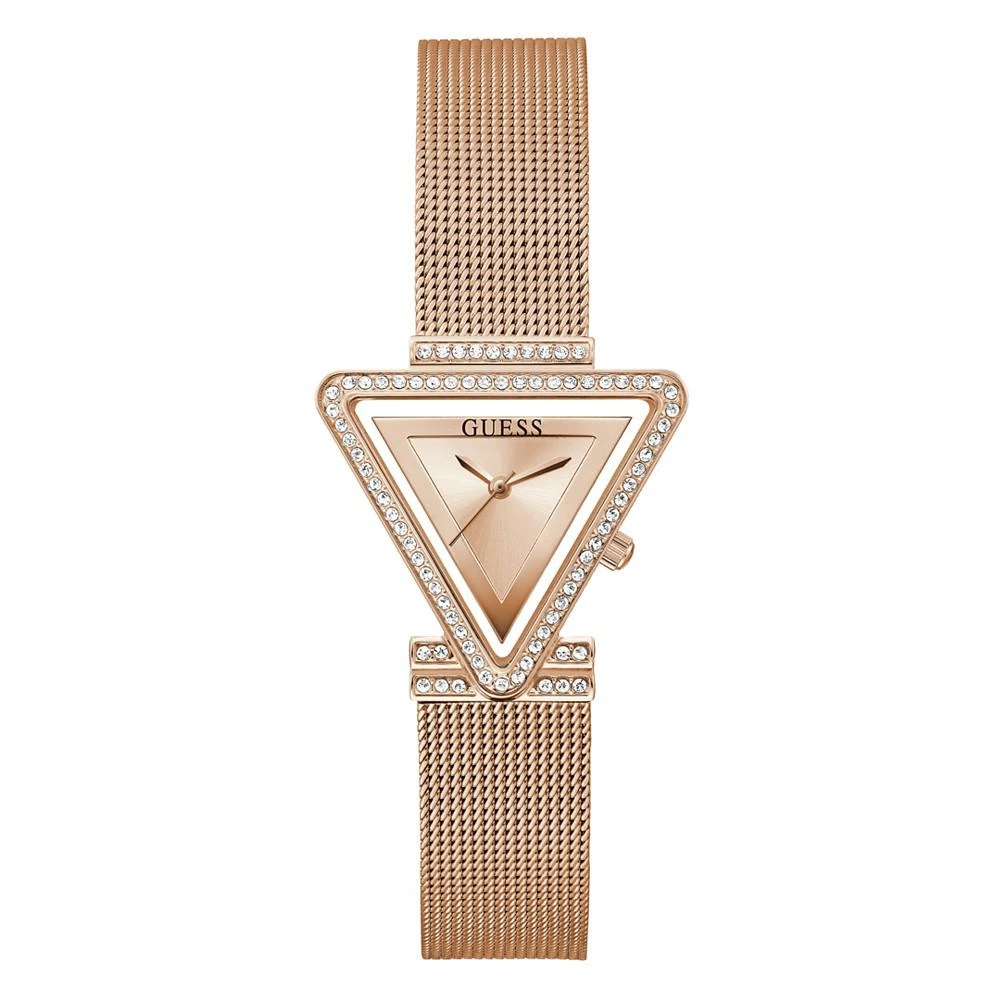 商品GUESS|Women's Rose Gold-Tone Glitz Stainless Steel, Mesh Bracelet Watch, 34mm,价格¥1127,第1张图片