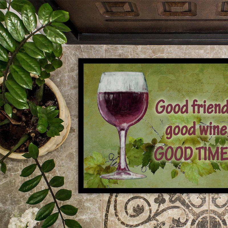 商品Caroline's Treasures|24 in x 36 in Good friends, good wine, good times Door Mat Indoor/Outdoor,价格¥307,第2张图片详细描述