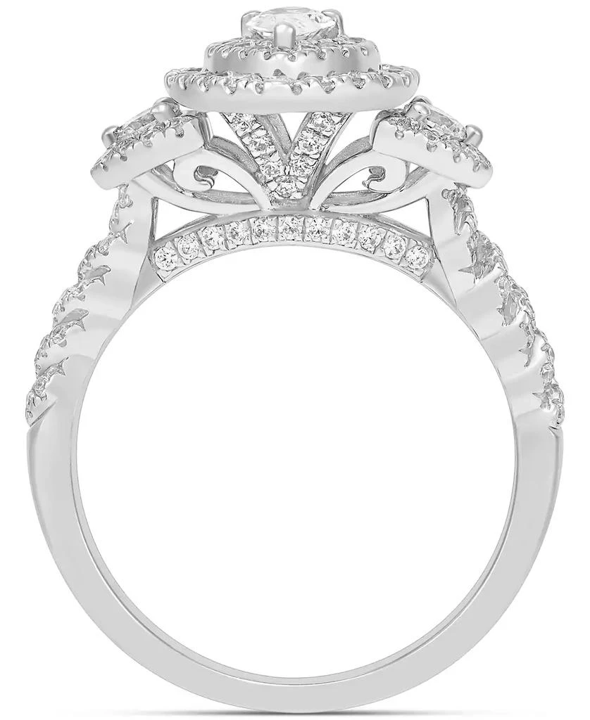 商品Macy's|Diamond Pear-Cut Halo Engagement Ring (1 ct. t.w.) in 14k White Gold,价格¥11641,第4张图片详细描述