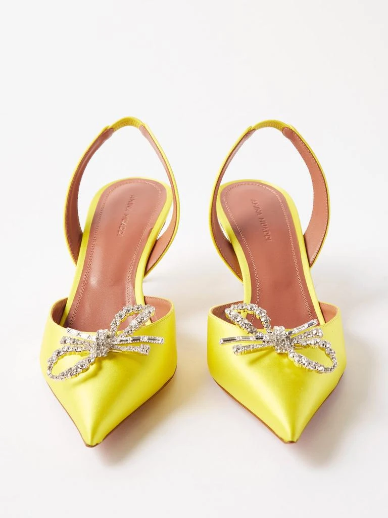 商品Amina Muaddi|Rosie 60 crystal-bow satin slingback pumps,价格¥4031,第5张图片详细描述