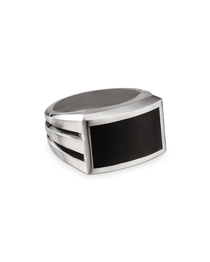 商品David Yurman|Men's Sterling Silver Beveled Signet Ring with Black Onyx,价格¥4448,第1张图片详细描述