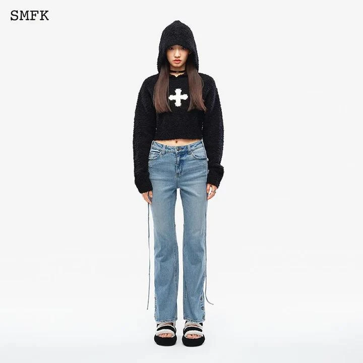 商品SMFK|SMFK WOMEN COMPASS WOOL KNIT SHORT HOODIE,价格¥1800,第3张图片详细描述