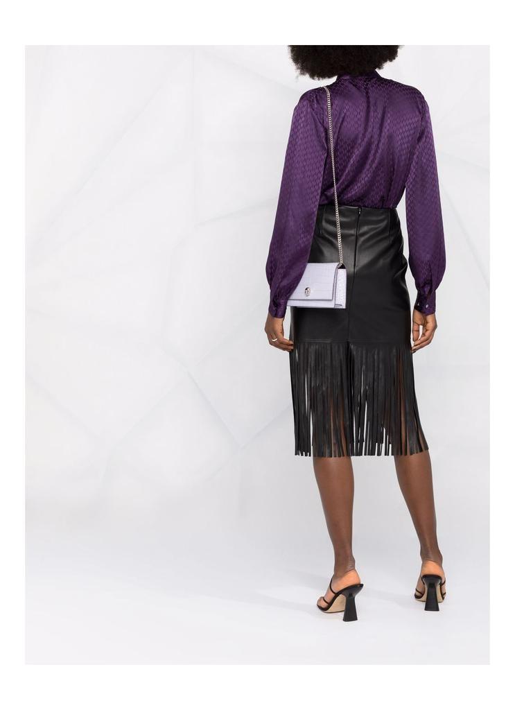 商品Karl Lagerfeld Paris|faux leather skirt w/ fringes,价格¥1196,第4张图片详细描述
