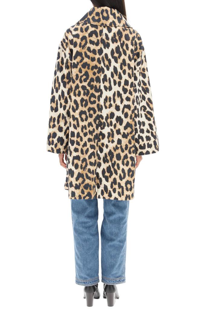 Ganni Oversized Jacket In Leopard Print Canvas商品第3张图片规格展示