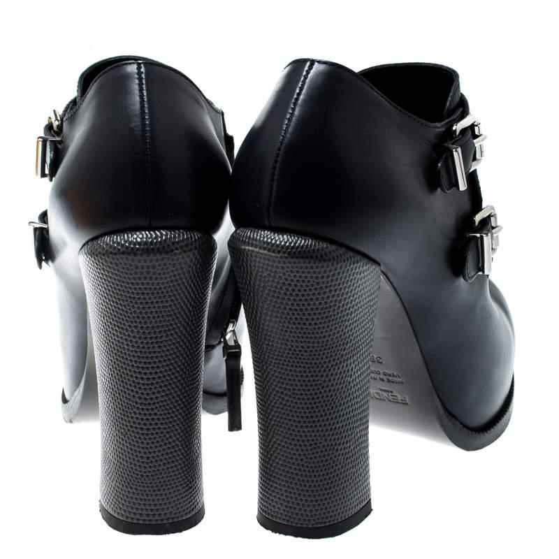 Fendi Indigo Blue Leather Ankle Booties Size 38商品第5张图片规格展示