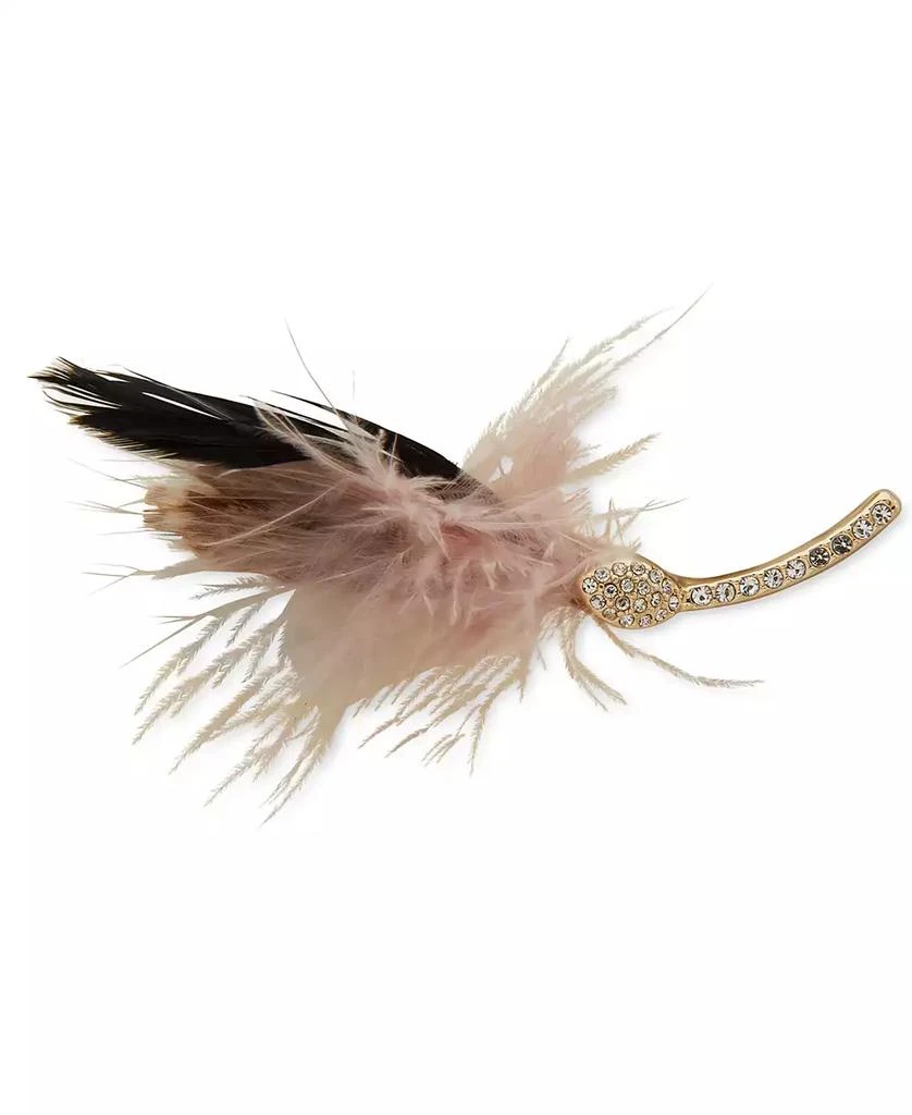 商品Anne Klein|Gold-Tone Brown Multi Crystal Feather Boxed Pin,价格¥127,第1张图片