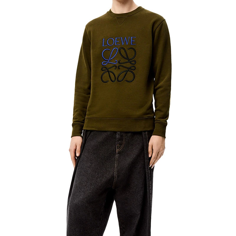 商品Loewe|【预售3-7天】LOEWE/罗意威 22年早春新款 男士深卡其绿色棉质抓绒双色Anagram刺绣卫衣H526Y24J07-3969,价格¥4946,第5张图片详细描述