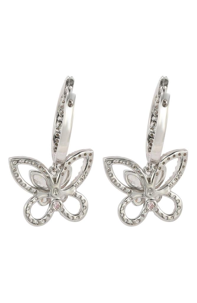 Sterling Silver Pavé CZ Butterfly Drop Earrings商品第2张图片规格展示