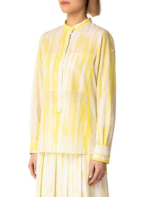 商品Akris|Waterstripe-Print Cotton Voile Blouse,价格¥2402,第4张图片详细描述