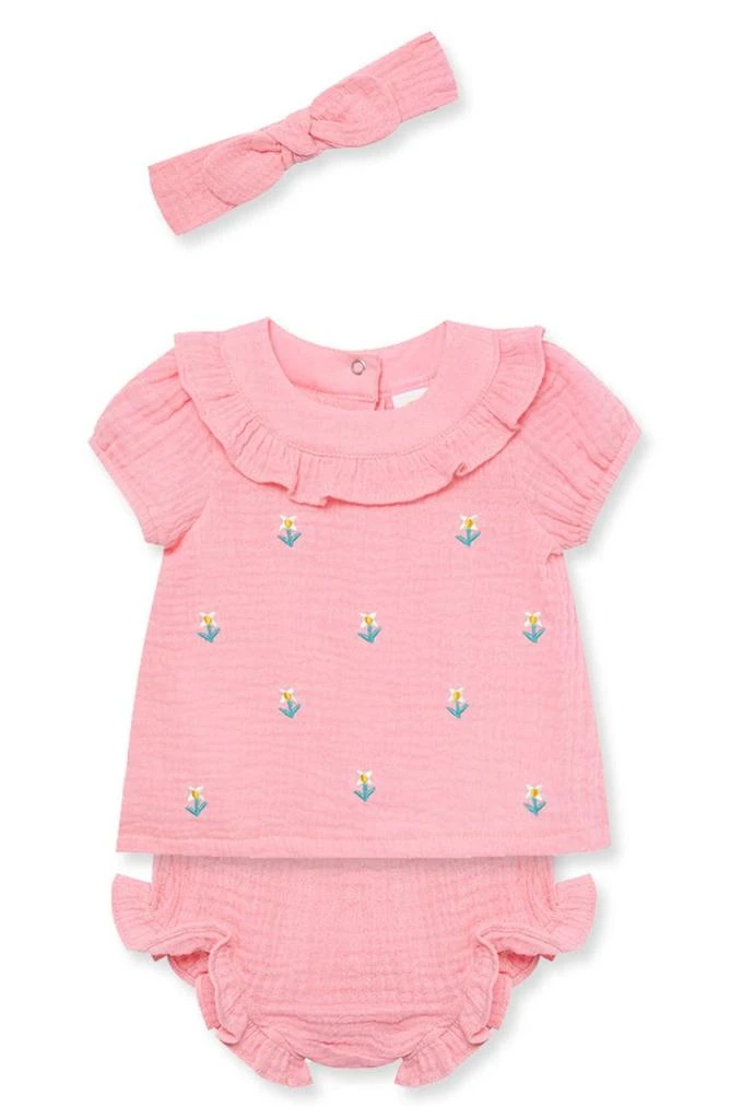 商品Little Me|Embroidered Flower Sunsuit & Headband Set,价格¥86,第3张图片详细描述