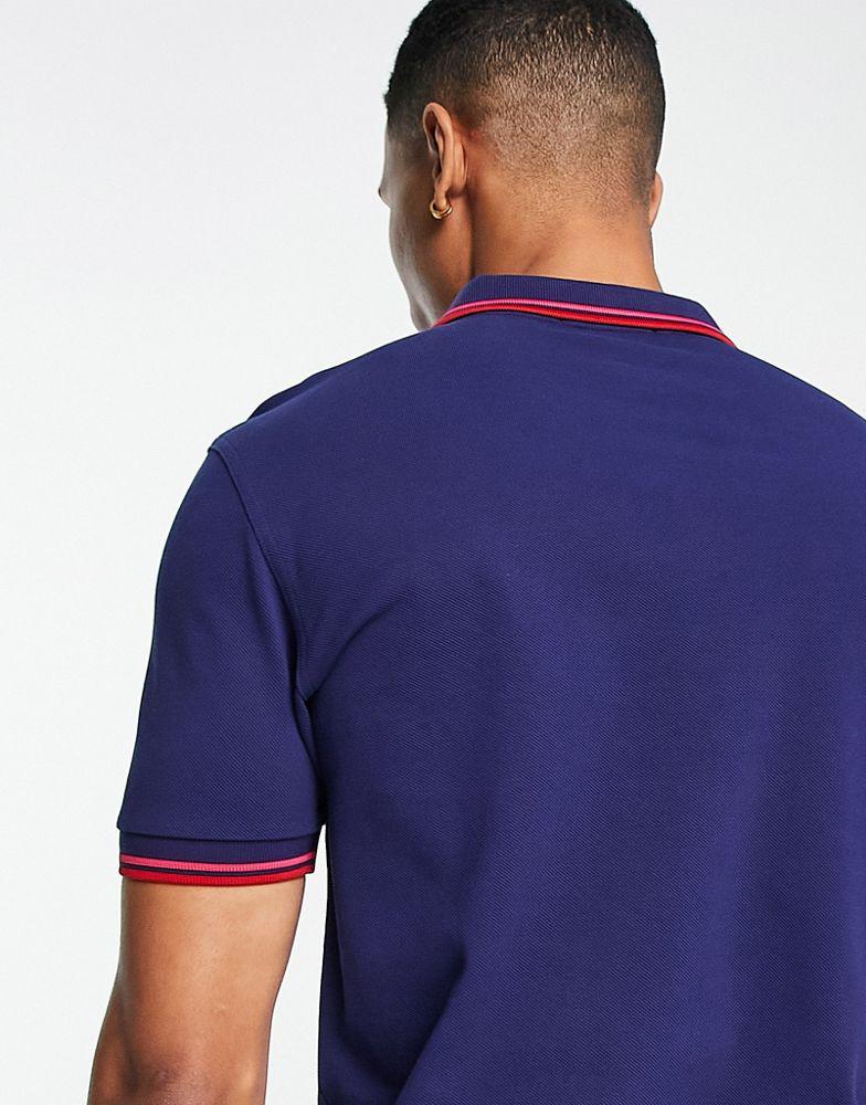 Fred Perry twin tipped polo shirt in navy商品第4张图片规格展示