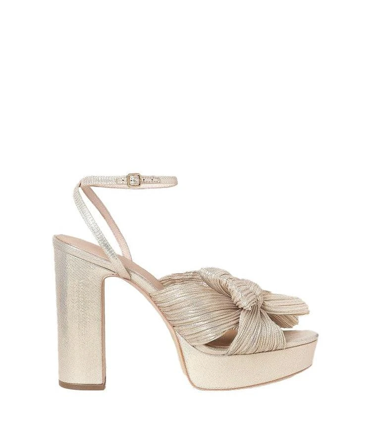 商品Loeffler Randall|Natalia Platinum Pleated Platform Sandal,价格¥3127,第1张图片