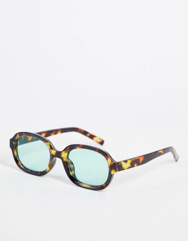商品ASOS|ASOS DESIGN square sunglasses with blue lens in brown tortoiseshell,价格¥49,第1张图片