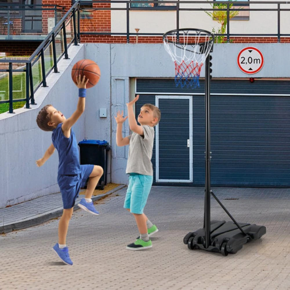 商品Hivvago|8.5 to 10 FT Adjustable Portable Basketball Hoop Stand with Fillable Base and 2 Wheels,价格¥916,第1张图片