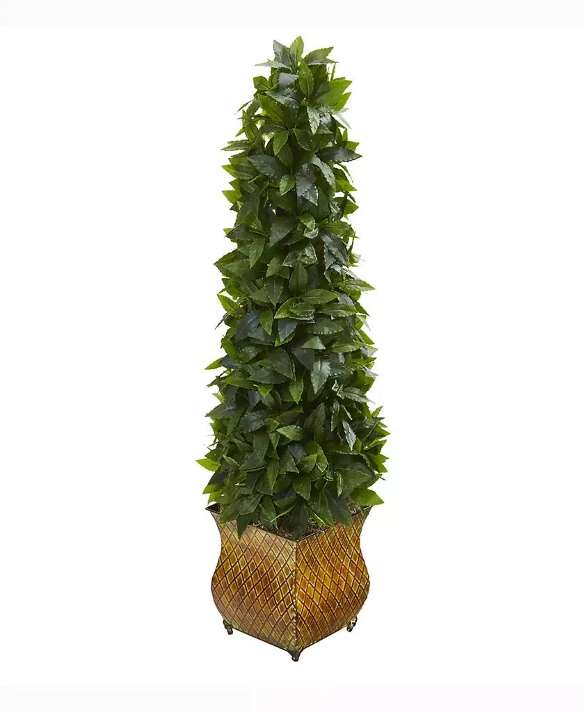 商品NEARLY NATURAL|38in. Sweet Bay Cone Topiary Artificial Tree in Decorative Metal Planter,价格¥1265,第1张图片