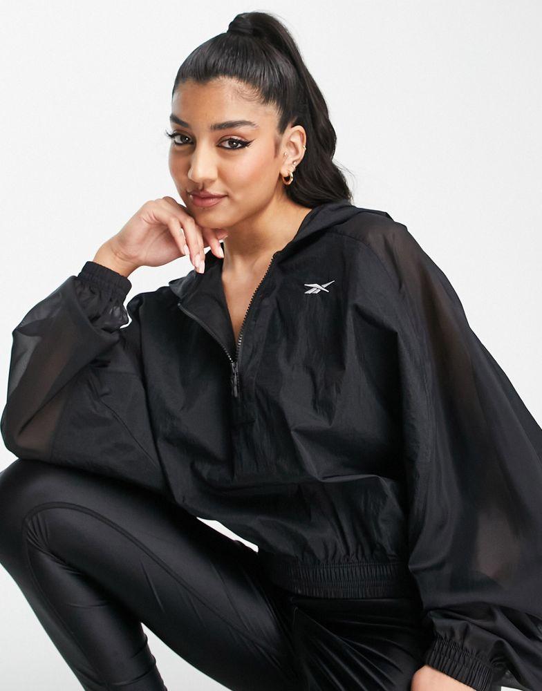 Reebok Training Studio 1/4 zip woven jacket in black商品第1张图片规格展示