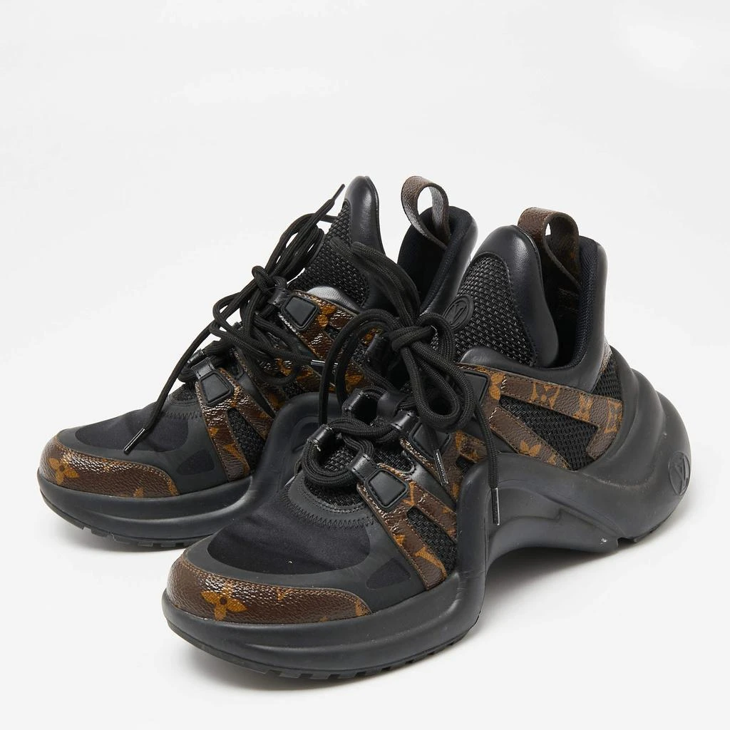商品[二手商品] Louis Vuitton|Louis Vuitton Brown/Black Leather And Monogram Canvas LV Archlight  Sneakers Size 37.5,价格¥5808,第2张图片详细描述
