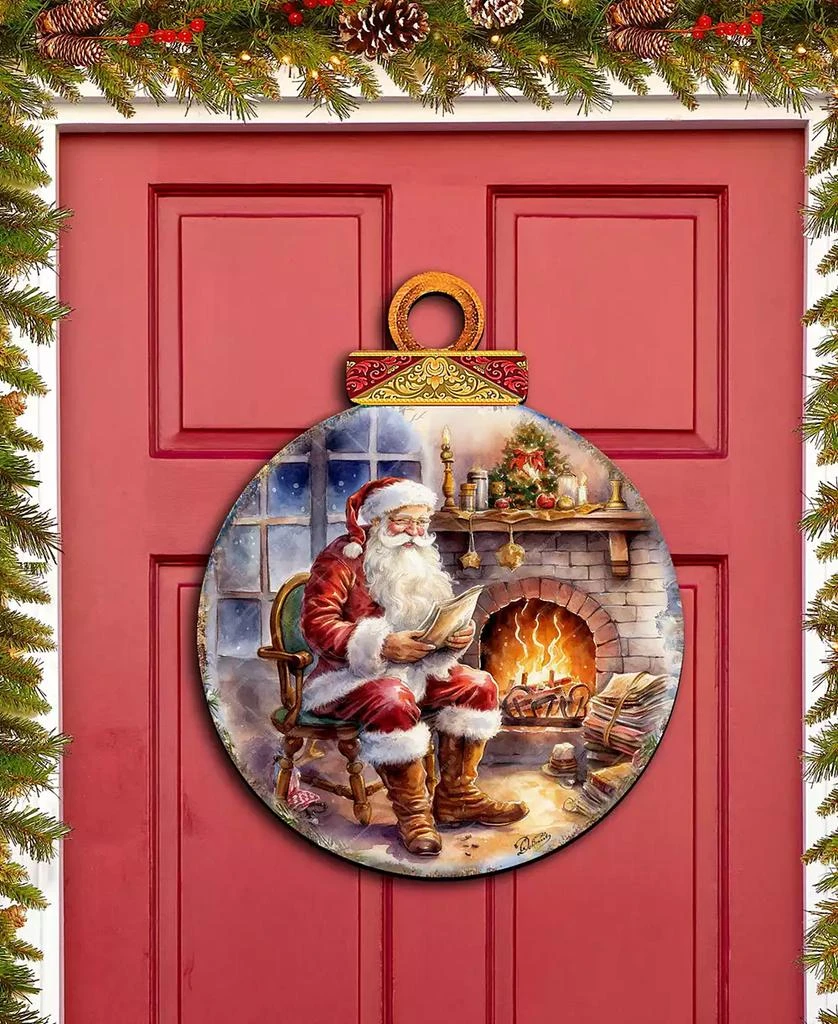 商品Designocracy|Santa at the Fireplace Christmas Door Decor Wooden Wall Decor G. DeBrekht,价格¥1099,第2张图片详细描述