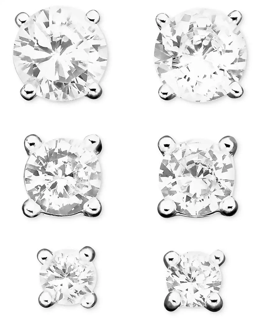 商品Giani Bernini|3-Pc. Cubic Zirconia Sterling Silver Stud Earrings in 18k Rose Gold-Plated, 18k Gold-Plated and Sterling Silver, Created for Macy's,价格¥171,第1张图片