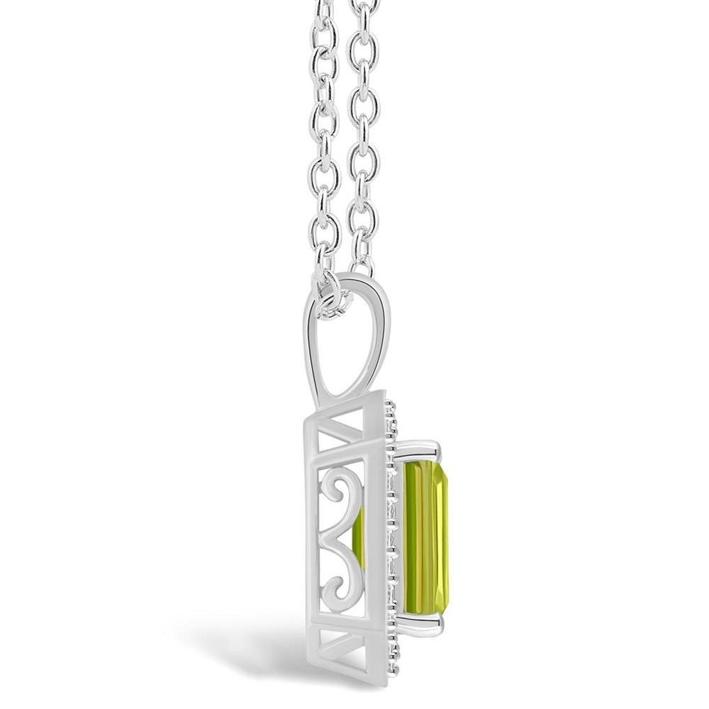 Peridot (1-2/3 ct. t.w.) and Diamond (1/7 ct. t.w.) Halo Pendant Necklace in Sterling Silver商品第3张图片规格展示