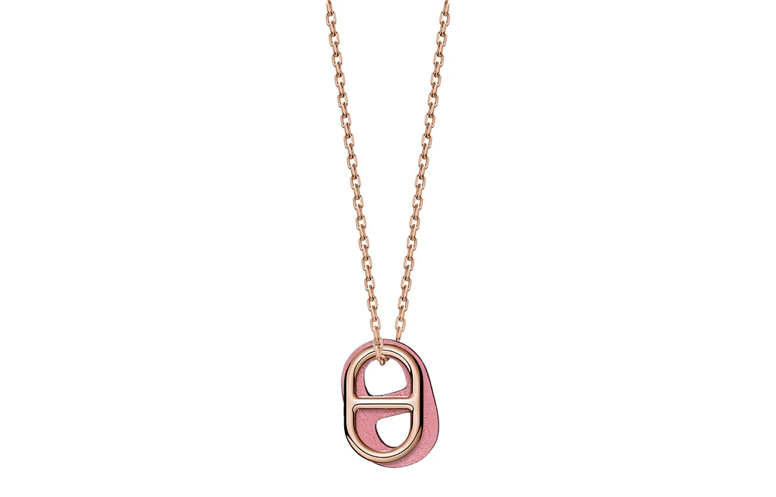 商品[国内直发] Hermes|爱马仕  O'Maillon 猪鼻子 玫瑰金/樱花粉 镀玫瑰金 项链 女款,价格¥5255,第1张图片