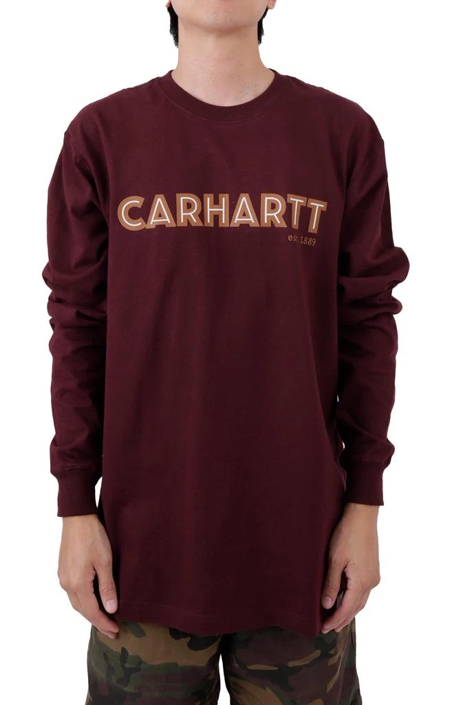 商品Carhartt|(105422) Loose Fit Heavyweight L/S Logo Graphic T-Shirt - Port,价格¥205,第1张图片