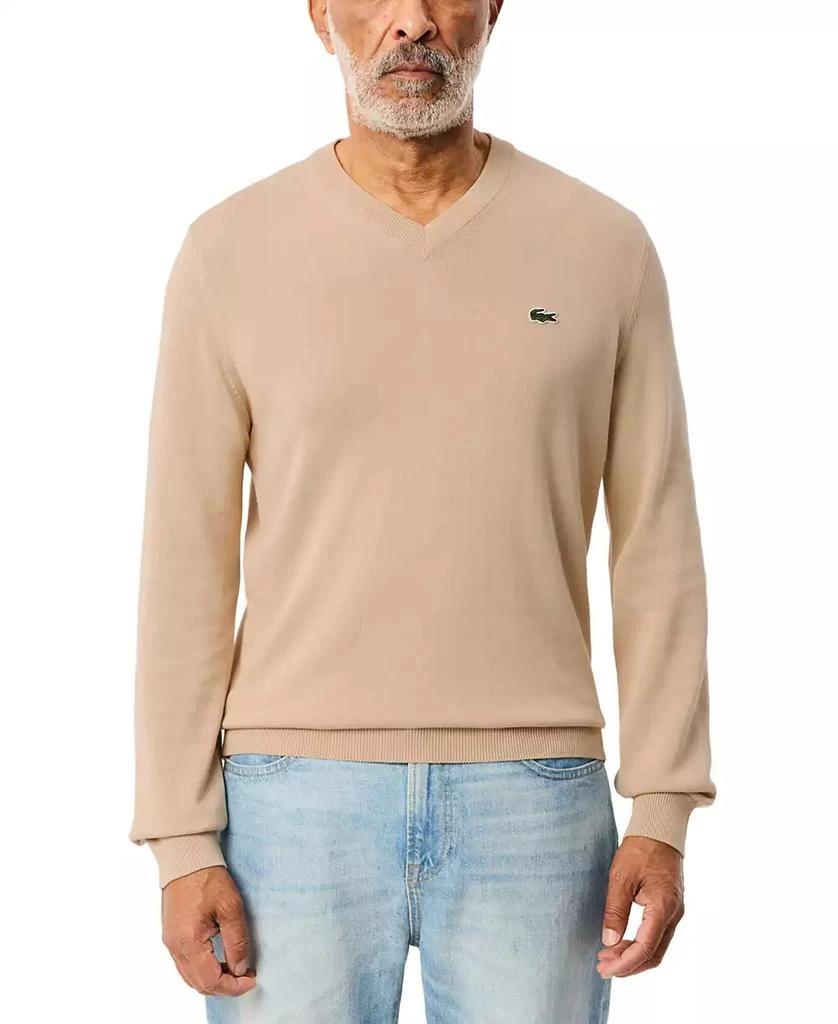 商品Lacoste|Men's Regular-Fit Solid V-Neck Sweater,价格¥559,第1张图片