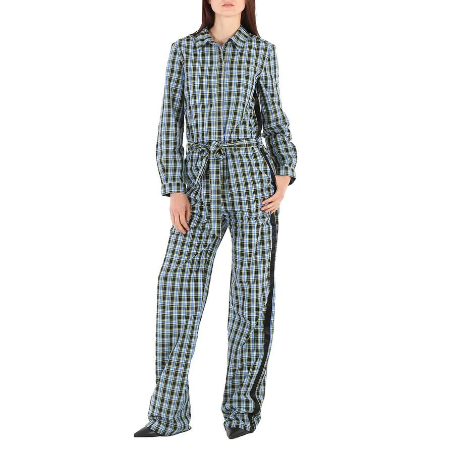 商品Burberry|Ladies Azure Blue Lampton Check Tie Waist Jumpsuit,价格¥1035,第1张图片