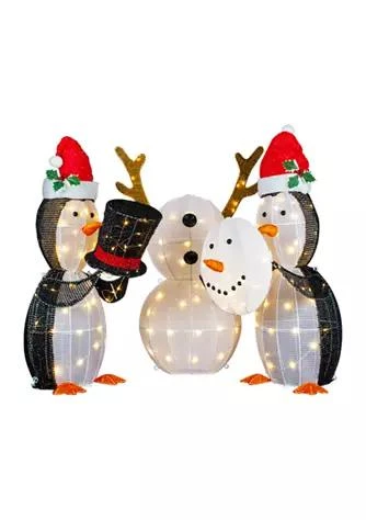 商品Northlight|Set Of 3 Led Lighted Penguins Building Snowman Outdoor Christmas Decoration 35Inch,价格¥8959,第1张图片