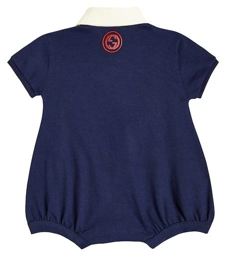 商品Gucci|婴幼儿 — Web Stripe棉质针织连身衣,价格¥3757,第2张图片详细描述
