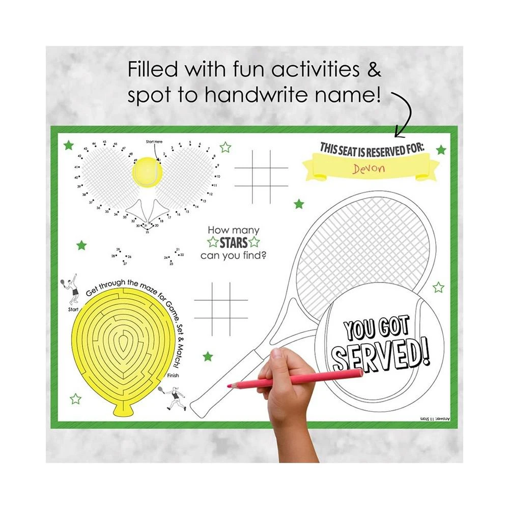 商品Big Dot of Happiness|You Got Served - Tennis - Paper Coloring Sheets - Activity Placemats - Set of 16,价格¥149,第2张图片详细描述