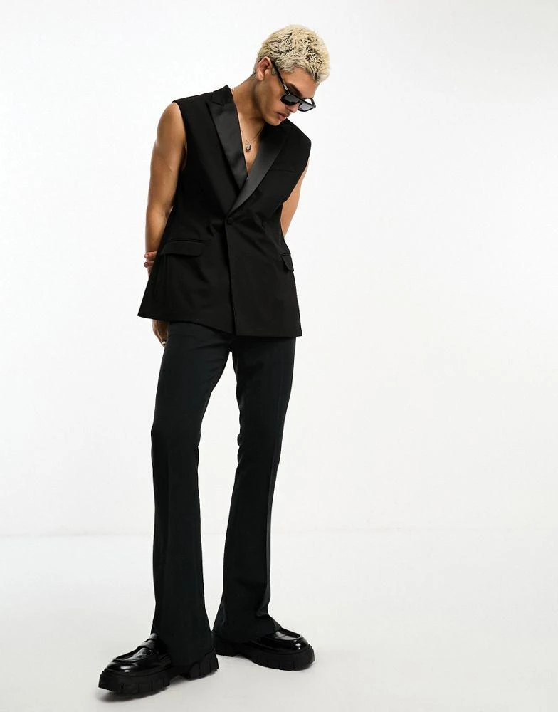 商品ASOS|ASOS DESIGN slim sleeveless tuxedo jacket in black,价格¥362,第3张图片详细描述