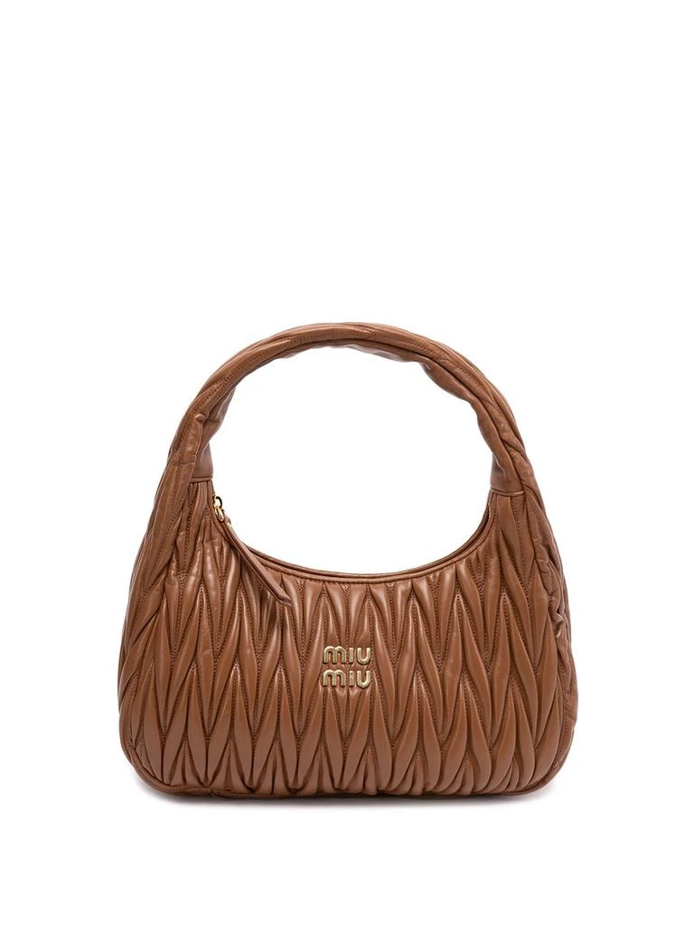 商品Miu Miu|Miu Miu `Miu Wander` Leather Hobo Bag,价格¥14627,第1张图片