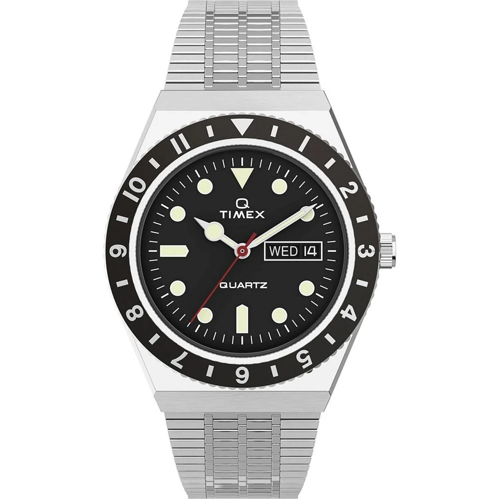 商品Timex|Men's Q Diver Inspired Silver-Tone Stainless Steel Bracelet Watch 38mm,价格¥1338,第1张图片