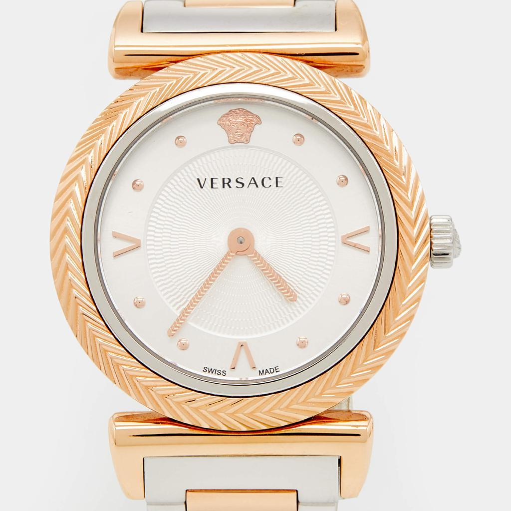 商品[二手商品] Versace|Versace Silver Two Tone Stainless Steel V-Motif VERE00718 Women's Wristwatch 35 mm,价格¥5207,第5张图片详细描述