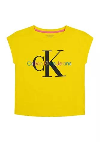 商品Calvin Klein|Klein Girls 7 16 Rainbow Monogram Logo T Shirt,价格¥183,第1张图片