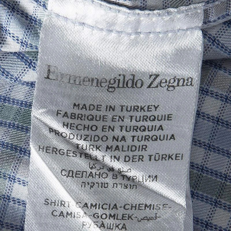 Ermenegildo Zegna Multicolor Checked Long Sleeve Button Front Shirt M 商品
