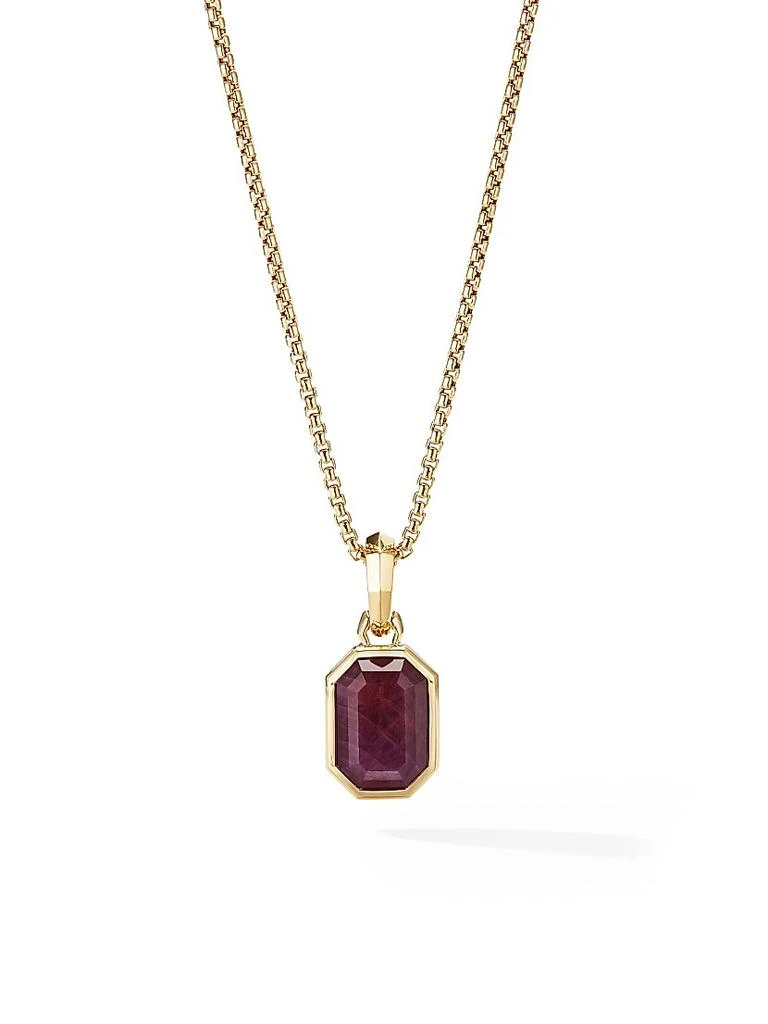 商品David Yurman|Emerald Cut Amulet in 18K Yellow Gold with Indian Ruby, 16MM,价格¥11462,第1张图片