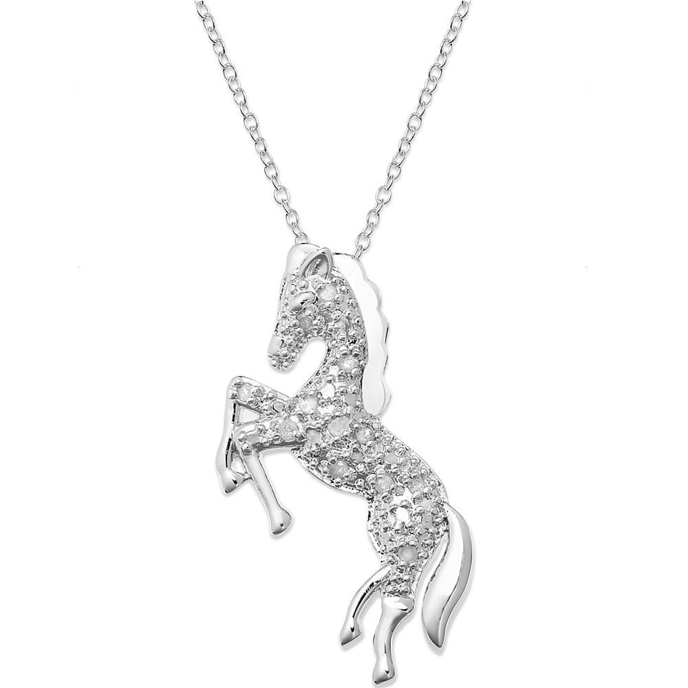 Diamond Horse Pendant Necklace in Sterling Silver  (1/10 ct. t.w.)商品第1张图片规格展示