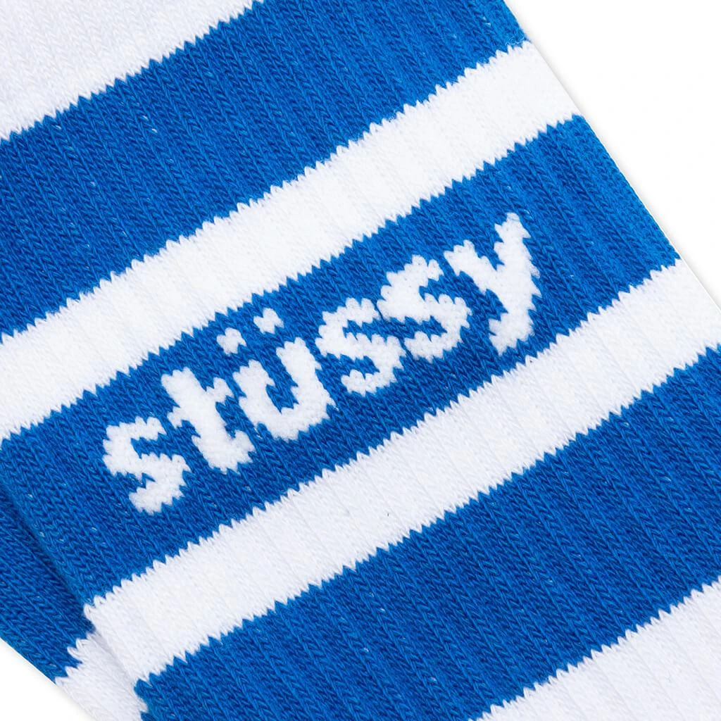 商品STUSSY|Stussy Stripe Crew Socks - White/Blue,价格¥115,第2张图片详细描述