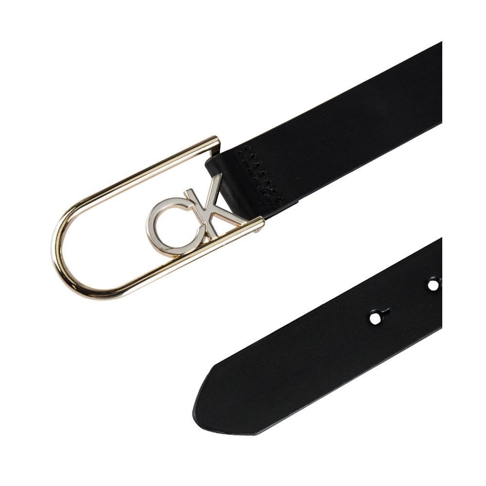 Two-Tone Monogram Buckle Leather Belt商品第4张图片规格展示