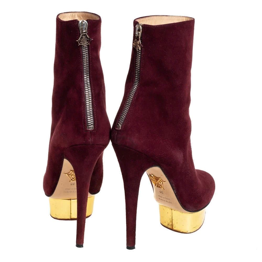 商品[二手商品] Charlotte Olympia|Charlotte Olympia Burgundy Suede  Ankle Boots Size 36,价格¥1397,第5��张图片详细描述