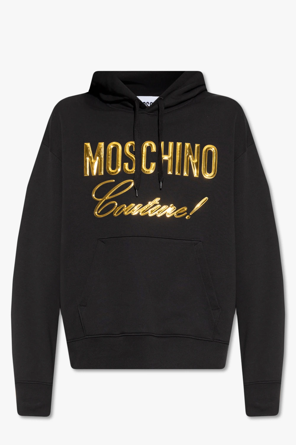 商品Moschino|MOSCHINO 男士黑色棉质金色字母徽标印花连帽卫衣 A1786-7228-2555,价格¥2338,第1张图片