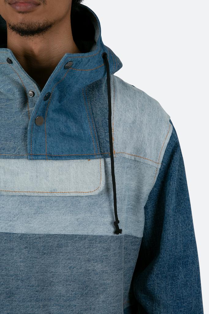 Patchwork Denim Pullover - Blue商品第9张图片规格展示