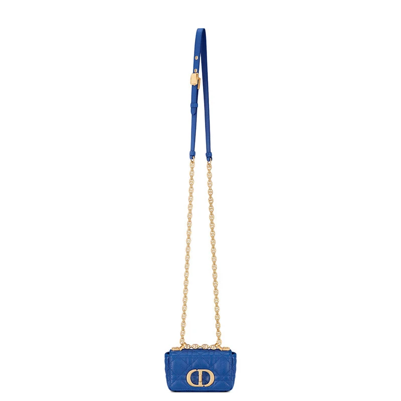 商品Dior|【预售3-7天】DIOR/迪奥 21秋冬CARO系列 女士超迷你款希腊蓝色柔软藤格纹牛皮革单肩斜挎包S2022UWHC_M04Z,价格¥18216,第6张图片详细描述
