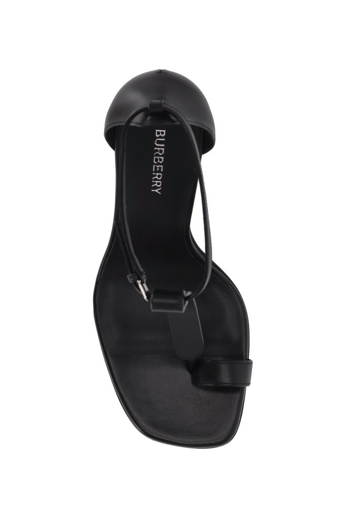 Black calf leather/leather stiletto-heel leather sandals商品第4张图片规格展示