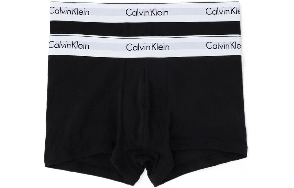 商品[国内直发] Calvin Klein|CK/ 纯色提花弹力平角内裤 男款 2件装 黑色,价格¥323,第1张图片