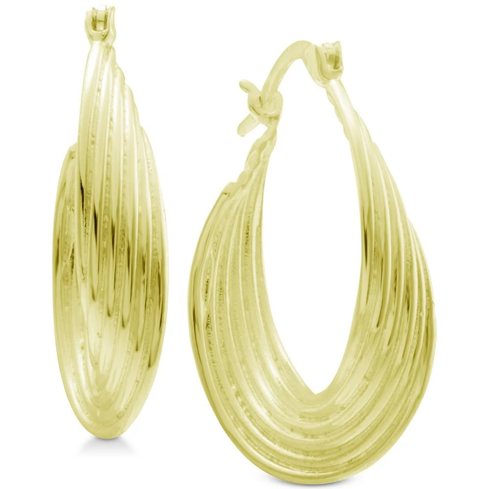 商品Essentials|Multi-Layer Twisted Oval Medium Hoop in Silver Plate Earrings,价格¥378,第1张图片