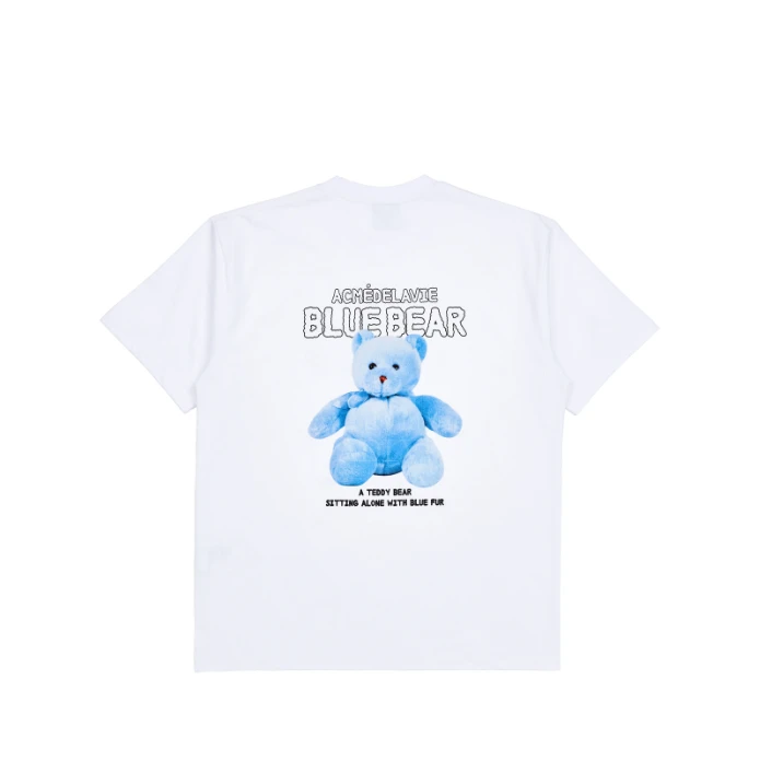【享贝家】ZY- ADLV 蓝色泰迪熊休闲短袖T恤 男女同款 白色 LE1213548128_1277339524-WHT 商品