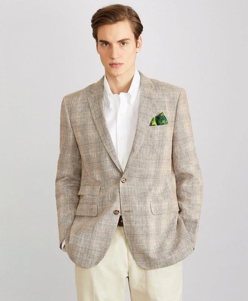 商品Brooks Brothers|Milano Fit Three-Button Check Linen Sport Coat,价格¥1664,第1张图片